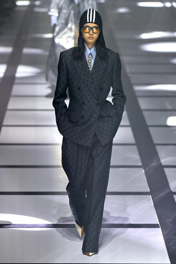 パンツ GUCCI ARCHIVE GRAY WOOL SLACKS NEW GUCCI GRAY STRIPED WOOL CLASSIC FIT HYSTERIA 237983